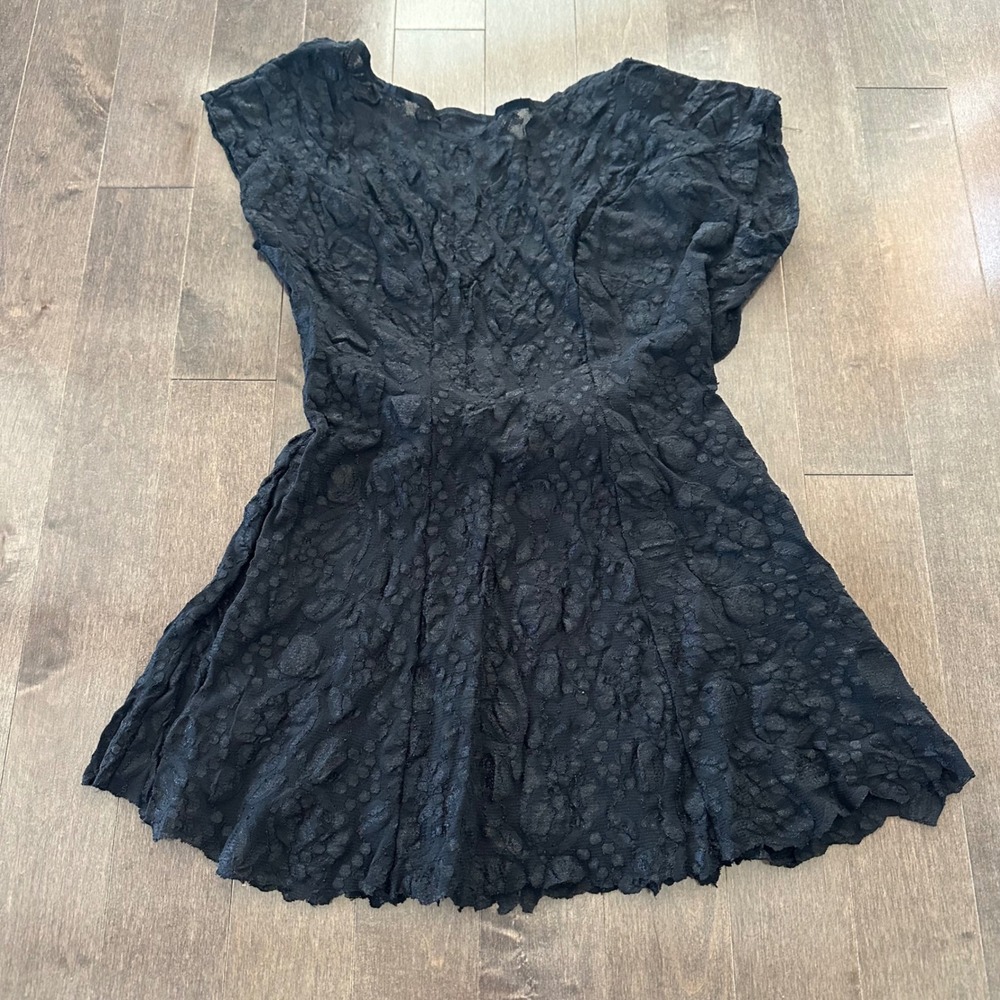 Vintage Florencia Fiume Lace Top Micro Mini Dress Whimsigoth Romantic Coquette L
